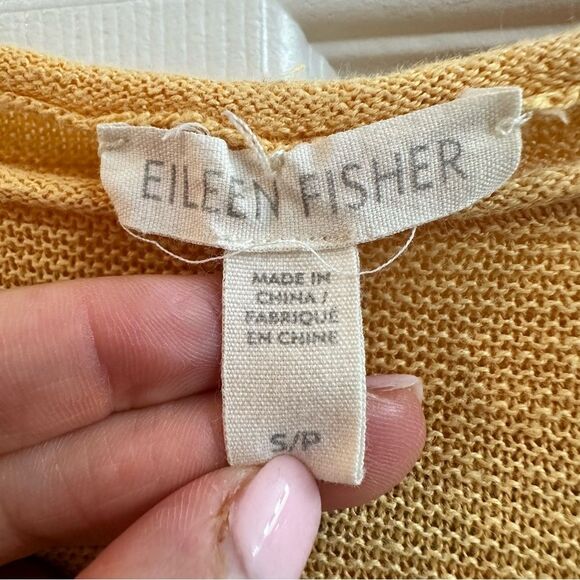 Eileen Fisher Sweater Round Neck Yellow Orange Organic Linen size small - Picture 5 of 8
